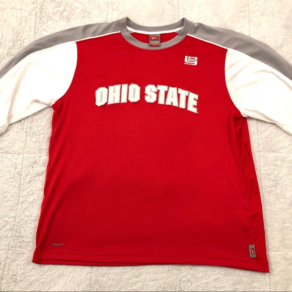 Nike Team Fit Dry Lebron James Ohio State Red Basketball Longsleeve Shirt Mens L - Picture 8 of 11
